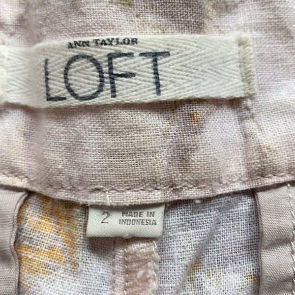 Ann Taylor LOFT Linen Blend Yellow Floral Print Short Size 2 - Picture 3 of 4
